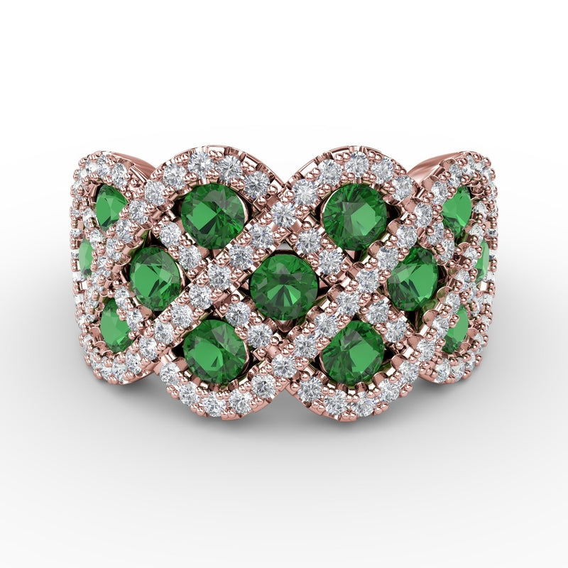 Fana You And Me Emerald And Diamond Interweaving Ring