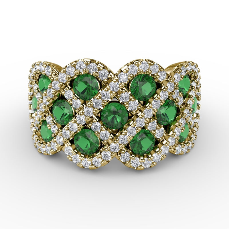 Fana You And Me Emerald And Diamond Interweaving Ring