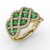 Fana You And Me Emerald And Diamond Interweaving Ring