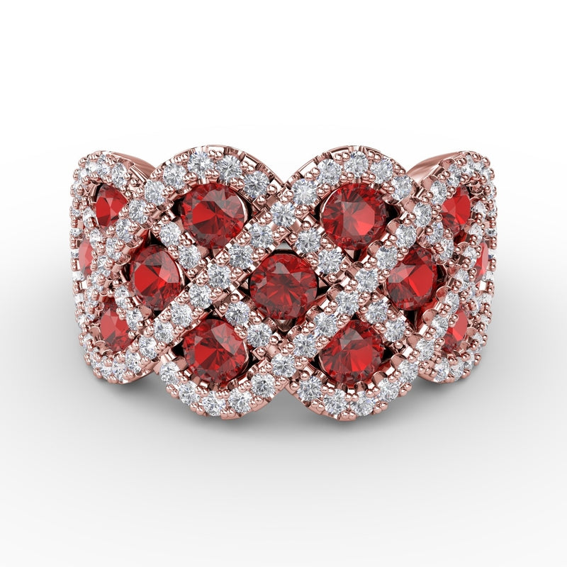 Fana You And Me Ruby And Diamond Interweaving Ring