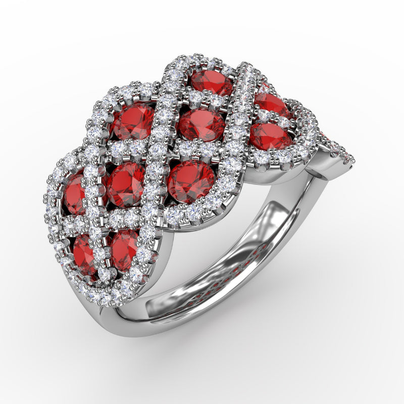 Fana You And Me Ruby And Diamond Interweaving Ring