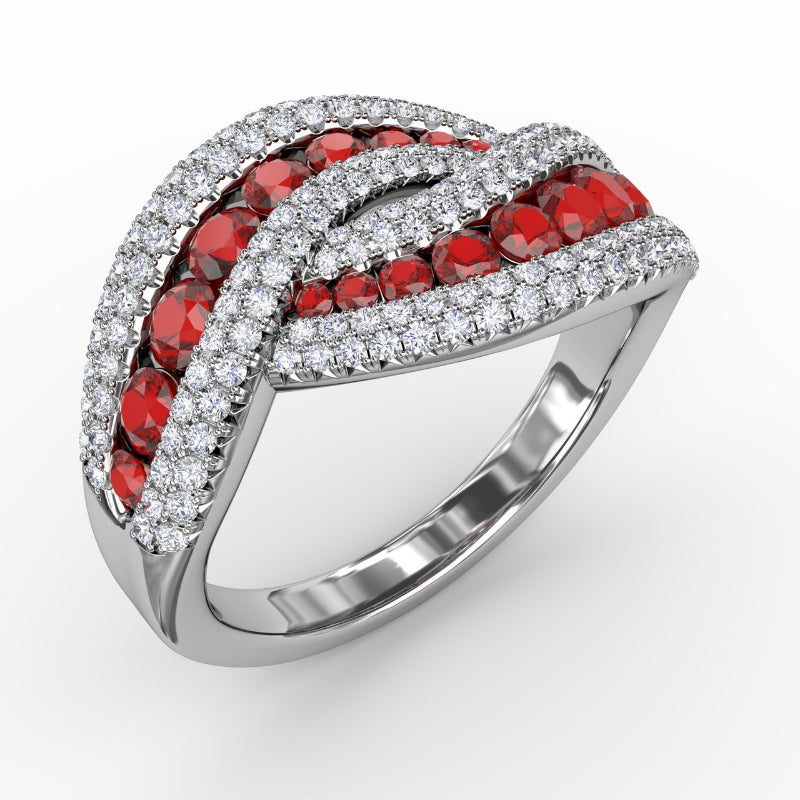 Fana Intertwining Love Ruby and Diamond Ring