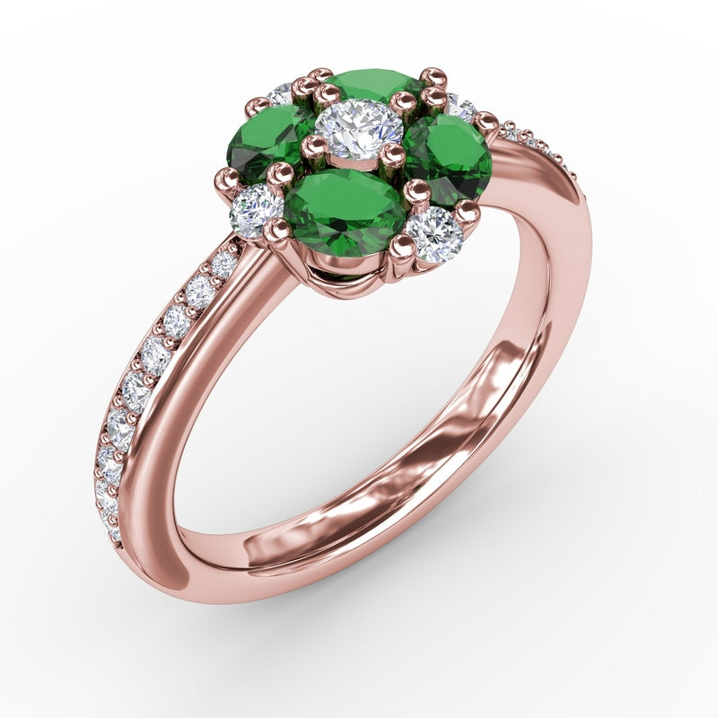 Fana Floral Emerald and Diamond Ring