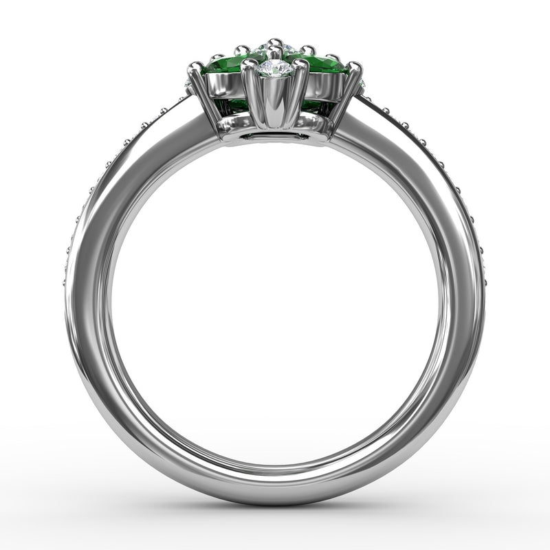 Fana Floral Emerald and Diamond Ring