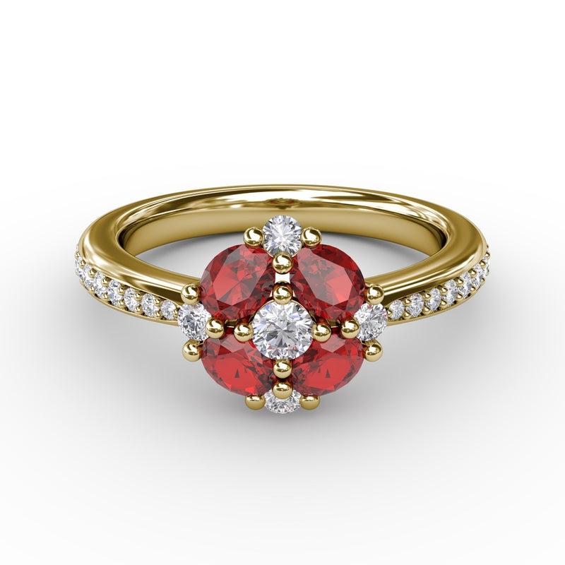 Fana Floral Ruby and Diamond Ring