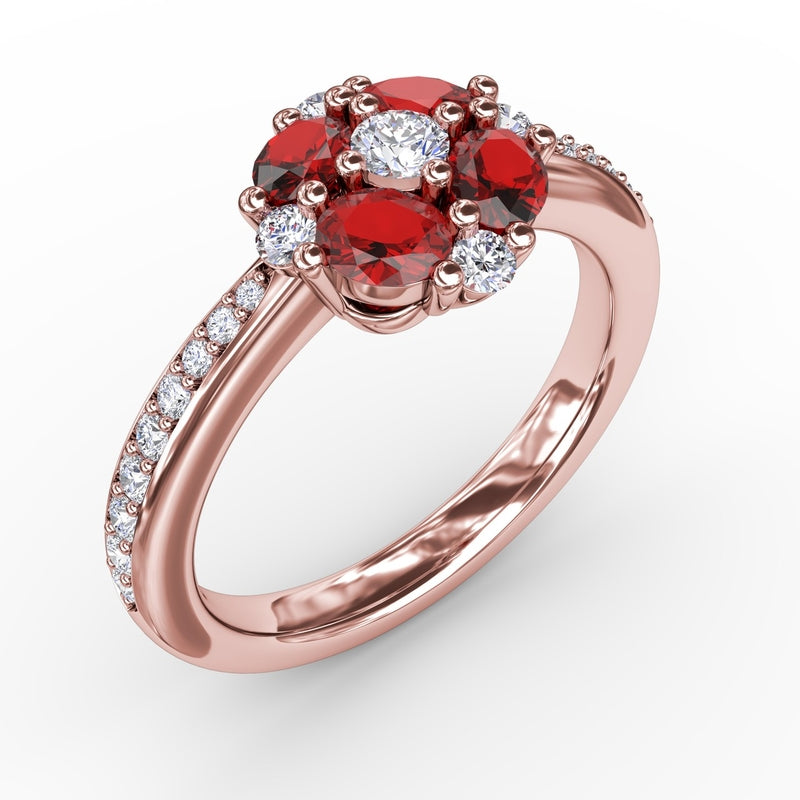 Fana Floral Ruby and Diamond Ring