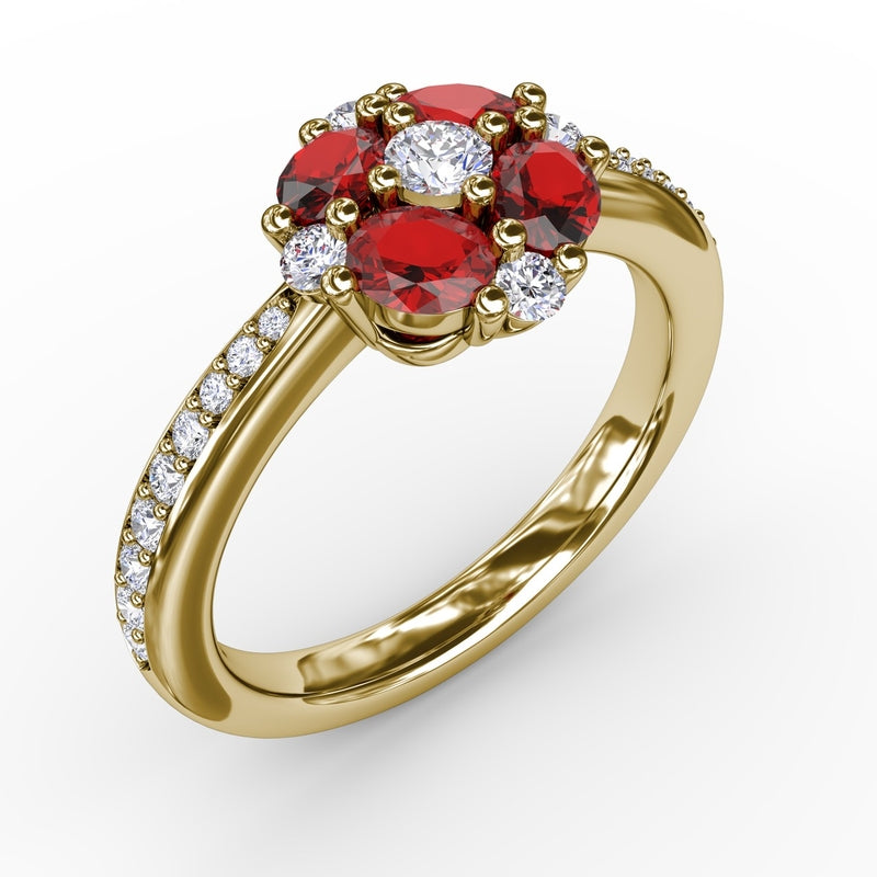 Fana Floral Ruby and Diamond Ring