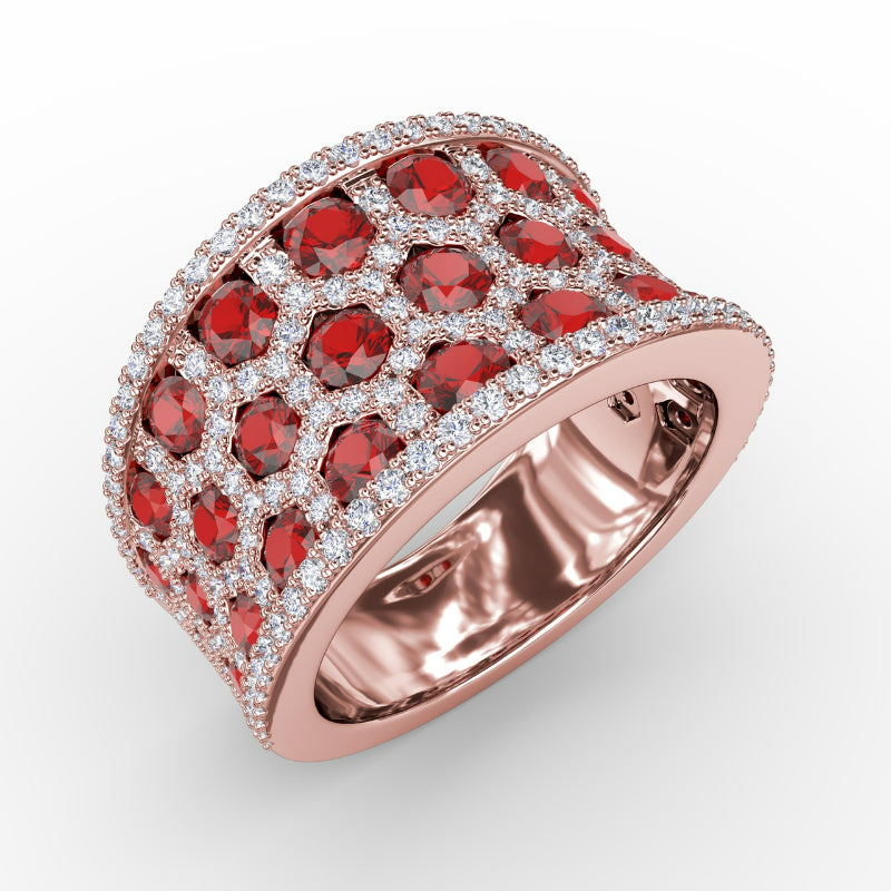 Fana Motif Ruby and Diamond Ring