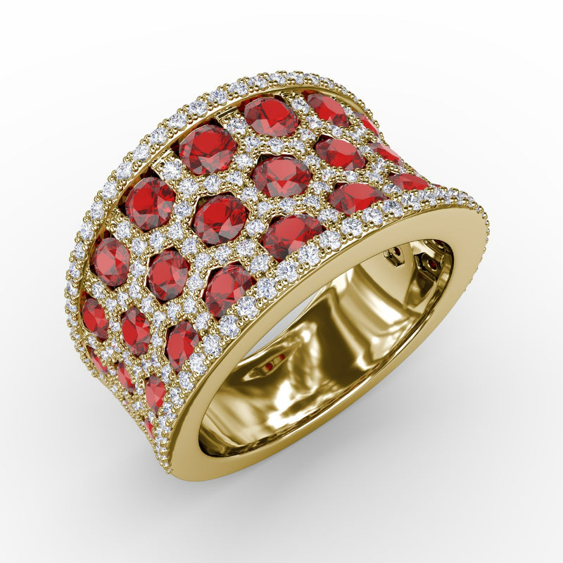 Fana Motif Ruby and Diamond Ring