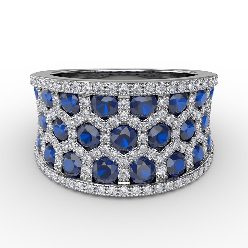 Fana Motif Sapphire and Diamond Ring