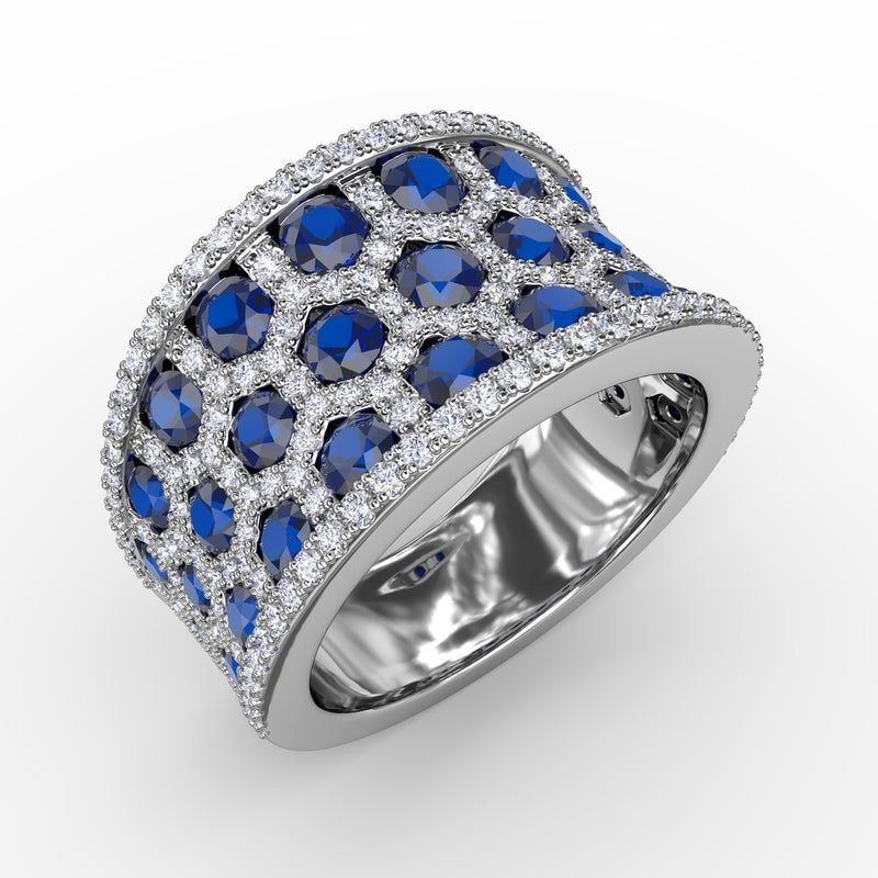 Fana Motif Sapphire and Diamond Ring