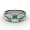 Fana Double Row Emerald and Diamond Ring