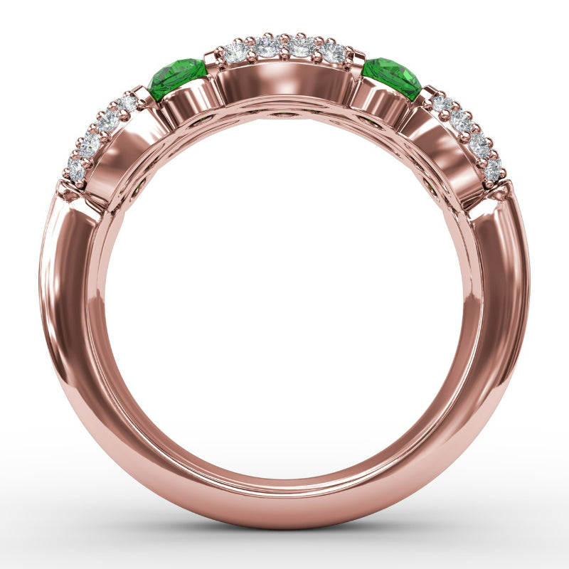 Fana Double Row Emerald and Diamond Ring