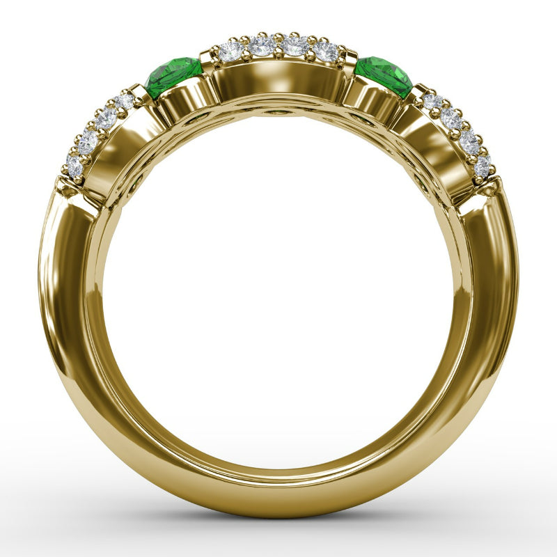 Fana Double Row Emerald and Diamond Ring