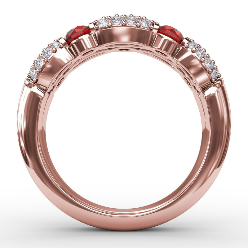 Fana Double Row Ruby and Diamond Ring