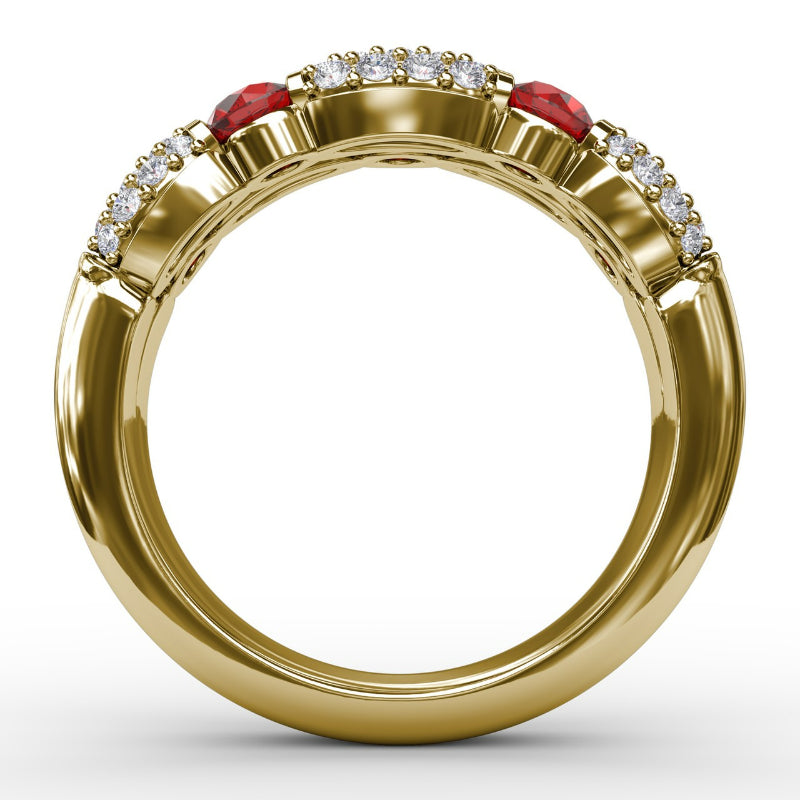 Fana Double Row Ruby and Diamond Ring