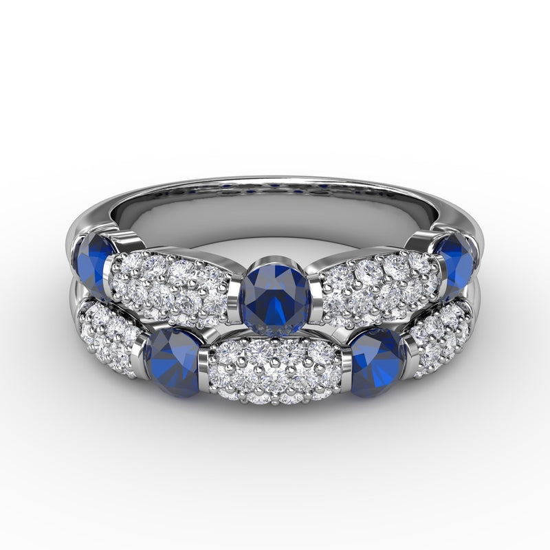 Fana Double Row Sapphire and Diamond Ring