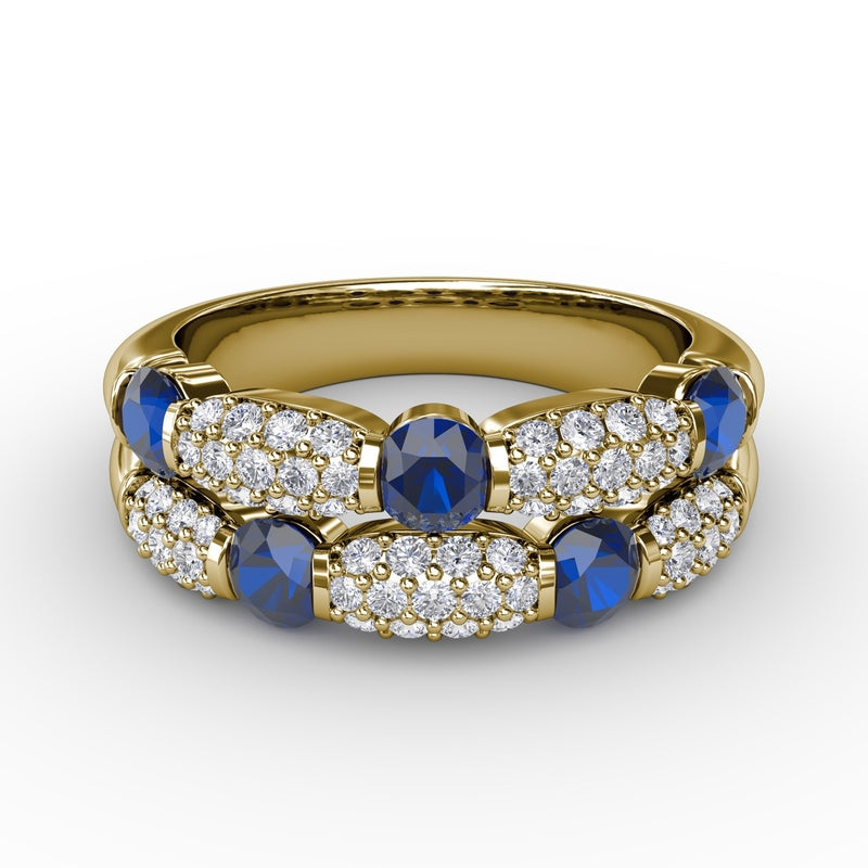 Fana Double Row Sapphire and Diamond Ring