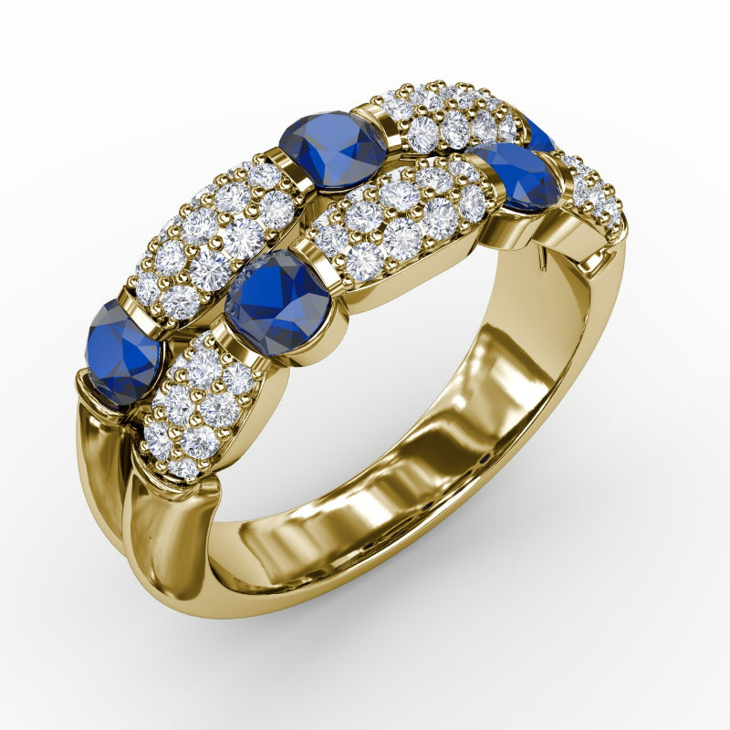 Fana Double Row Sapphire and Diamond Ring