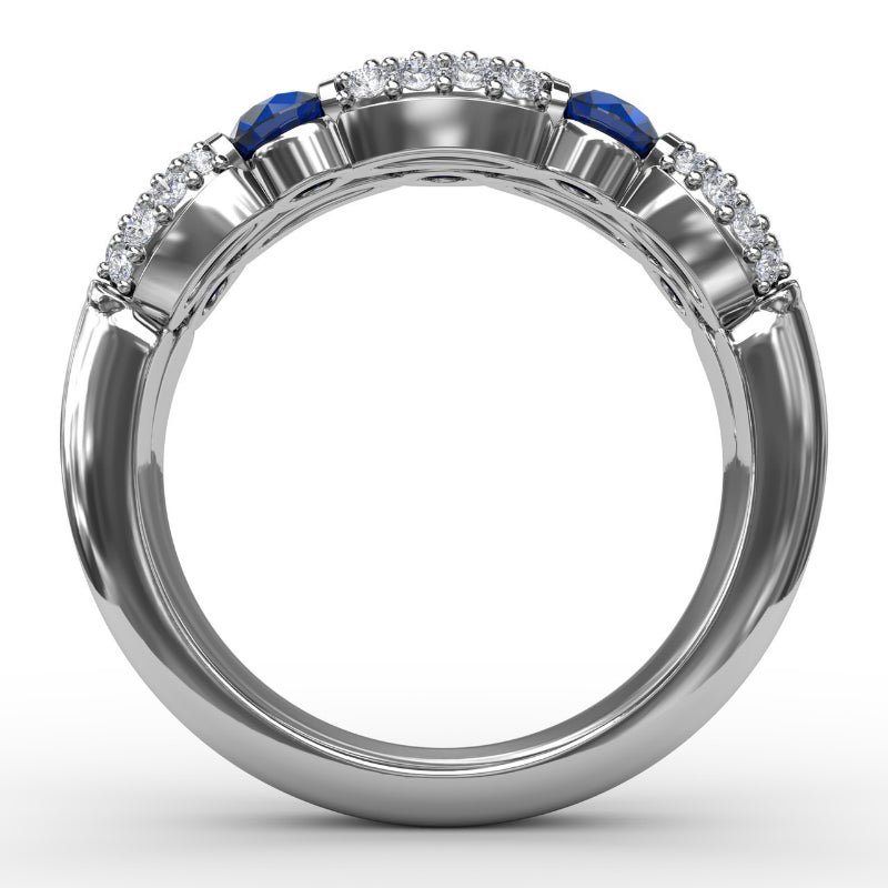 Fana Double Row Sapphire and Diamond Ring