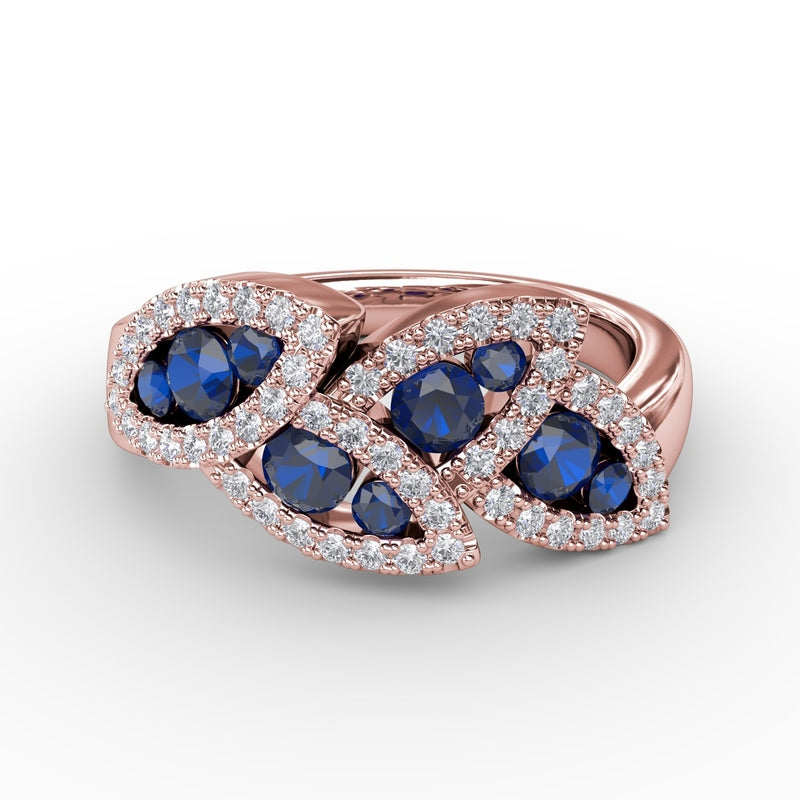 Fana Glam Galore Sapphire and Diamond Leaf Ring