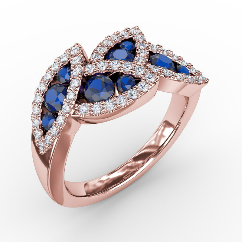 Fana Glam Galore Sapphire and Diamond Leaf Ring