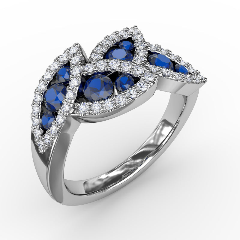 Fana Glam Galore Sapphire and Diamond Leaf Ring