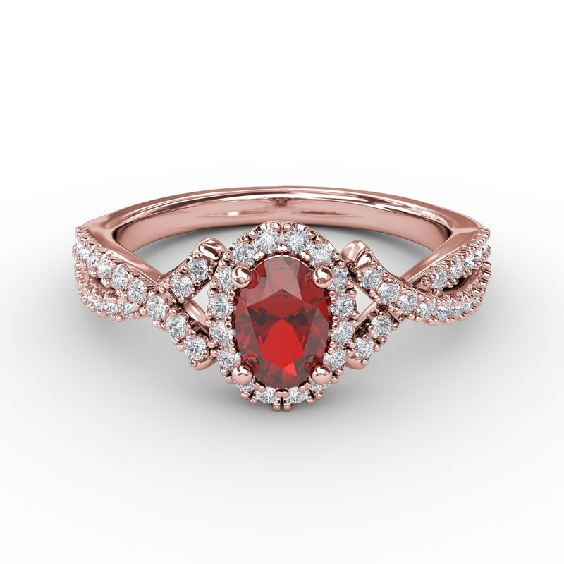 Fana Swirls of Love Ruby and Diamond Twist Ring