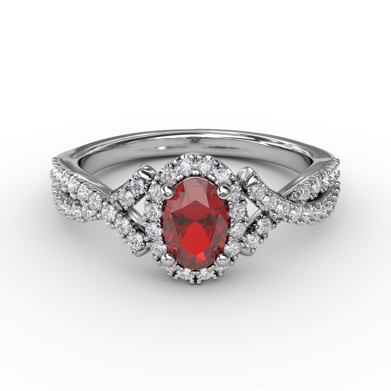 Fana Swirls of Love Ruby and Diamond Twist Ring