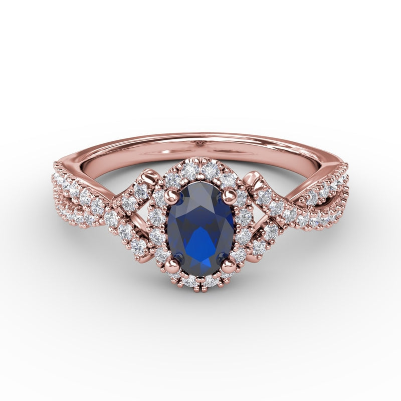 Fana Swirls of Love Sapphire and Diamond Twist Ring