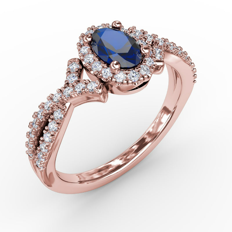 Fana Swirls of Love Sapphire and Diamond Twist Ring