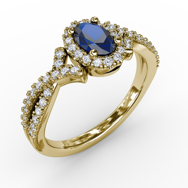 Fana Swirls of Love Sapphire and Diamond Twist Ring