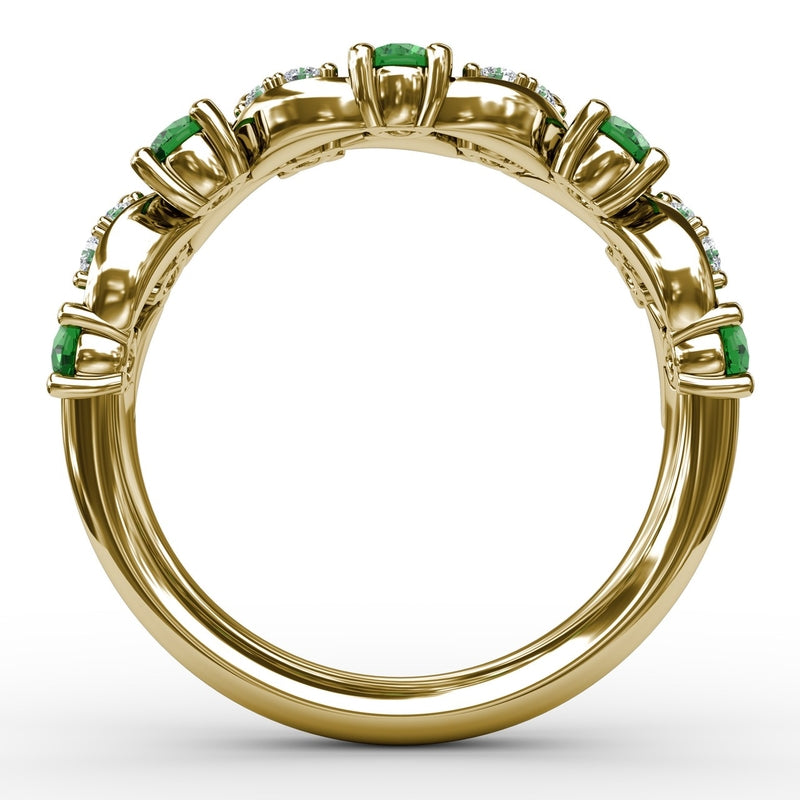 Fana Marquise Emerald and Diamond Ring