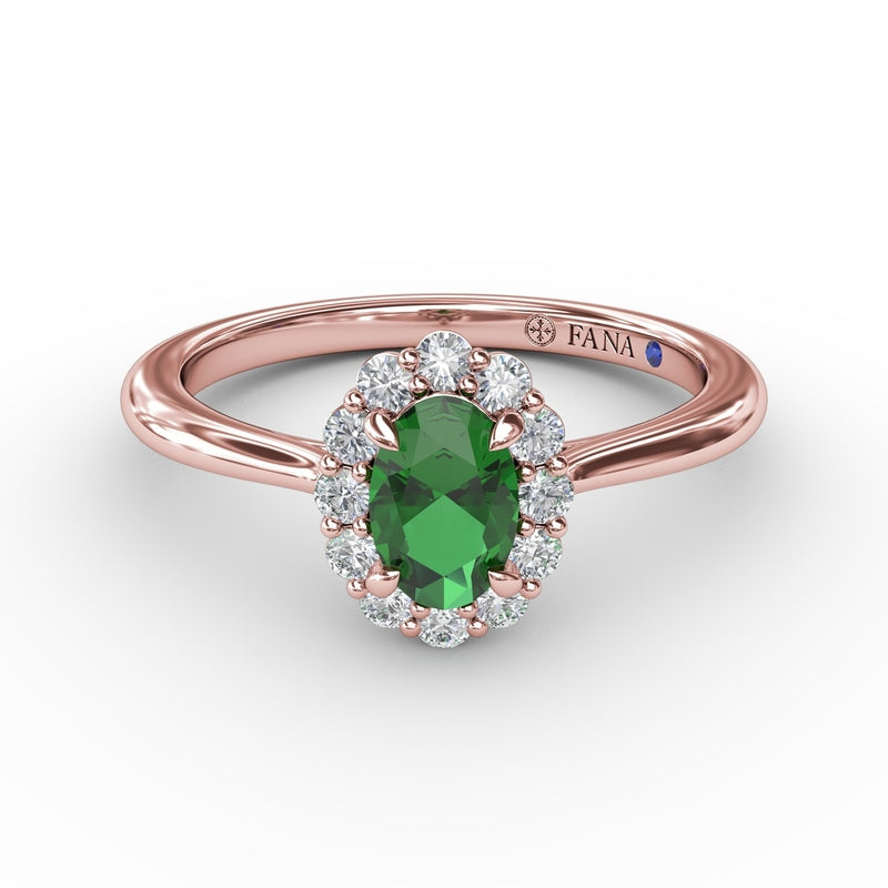 Fana Blooming Halo Emerald and Diamond Ring