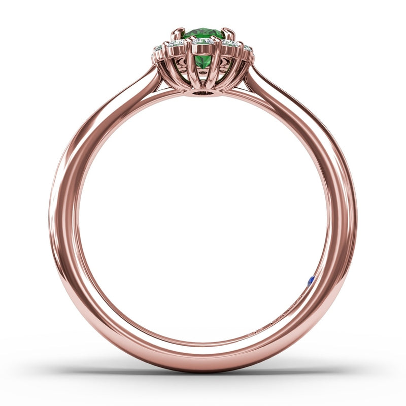 Fana Blooming Halo Emerald and Diamond Ring