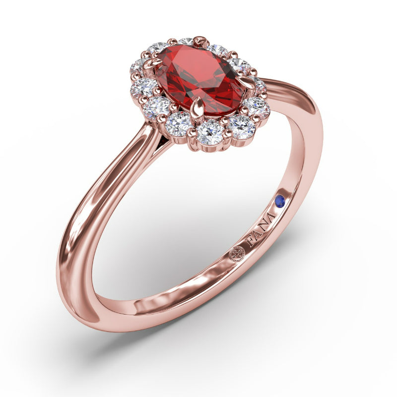 Fana Blooming Halo Ruby and Diamond Ring