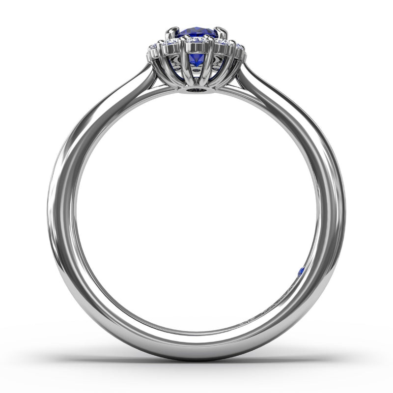Fana Blooming Halo Sapphire and Diamond Ring