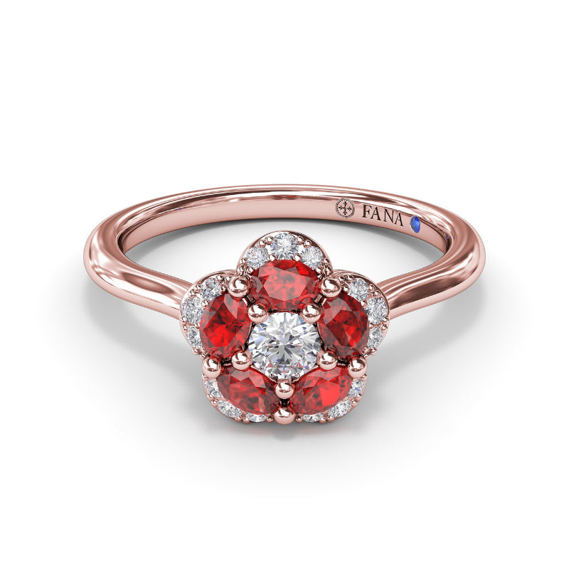 Fana Floral Ruby and Diamond Ring