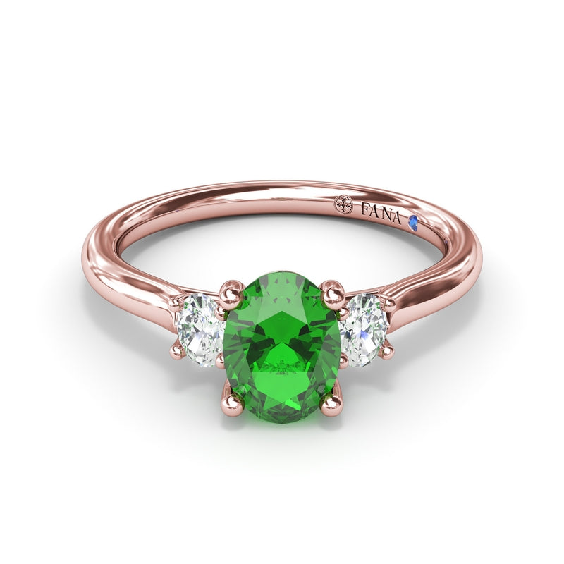 Fana Three Stone Emerald and Diamond Ring