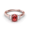 Fana Three Stone Ruby and Diamond Ring