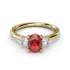 Fana Three Stone Ruby and Diamond Ring