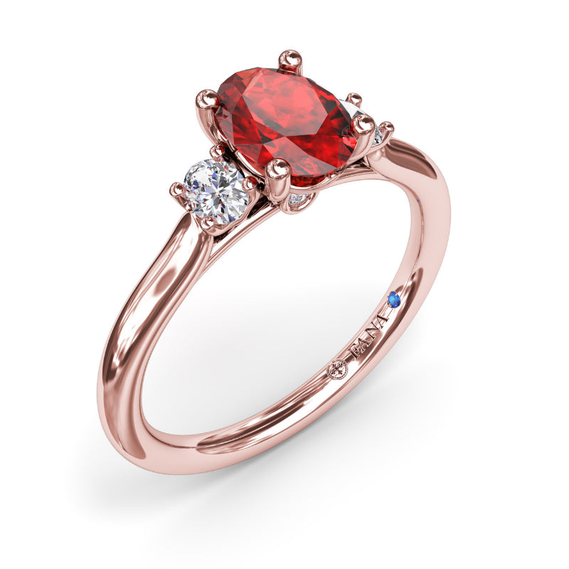 Fana Three Stone Ruby and Diamond Ring