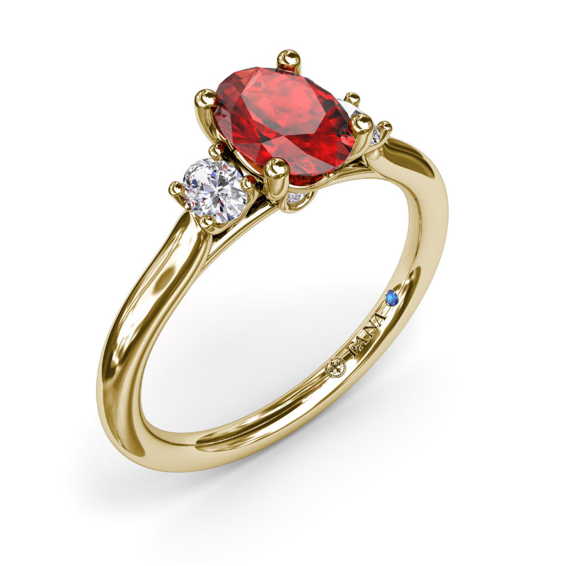 Fana Three Stone Ruby and Diamond Ring