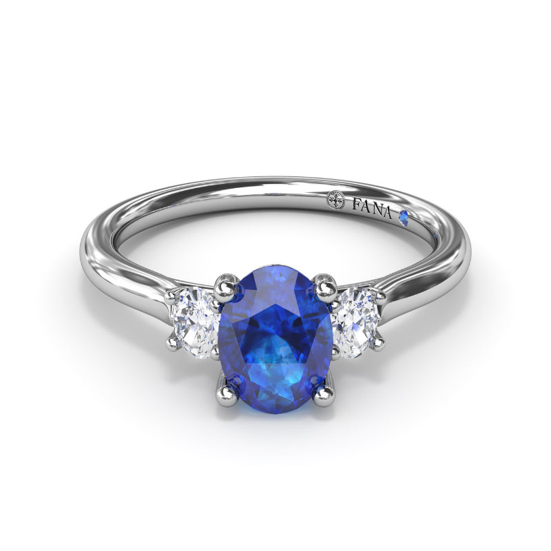 Fana Three Stone Sapphire and Diamond Ring