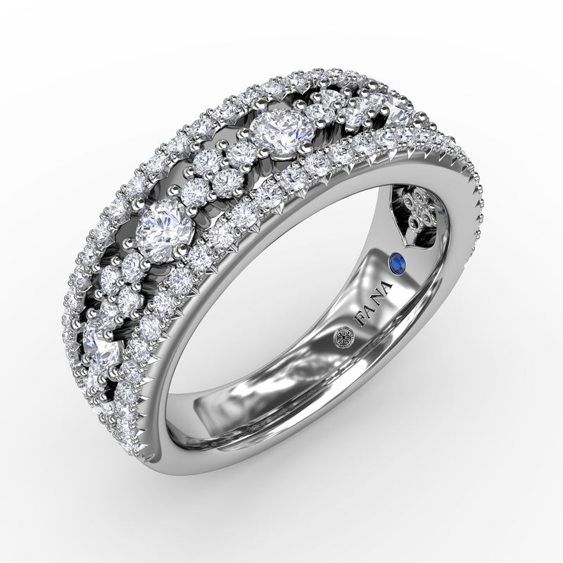 Fana Triple-Row Diamond Patterned Band