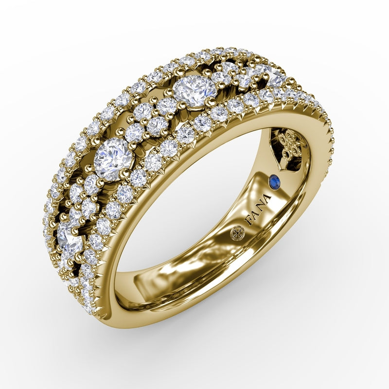 Fana Triple-Row Diamond Patterned Band