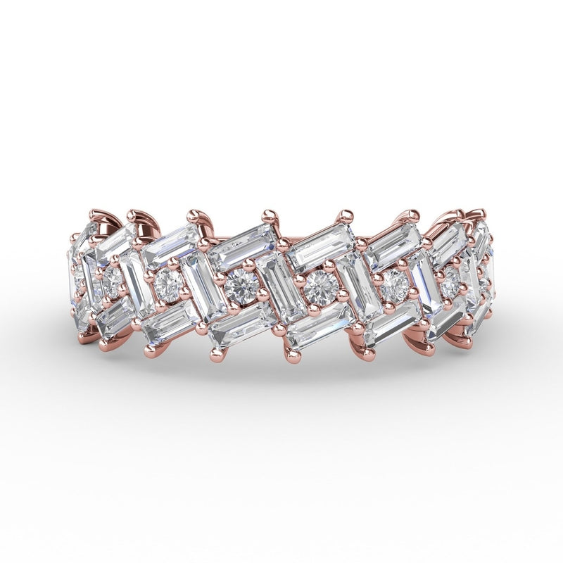 Fana Baguette & Round Diamond Cluster Band