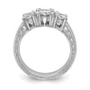 Quality Gold 14k White Gold 3-Stone (Holds 5.2mm Round Center) Includes 2-4.1mm Round Side Diamonds Semi-Mount Engagement Ring