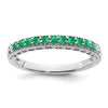 Quality Gold 14k White Gold Emerald and Diamond Band