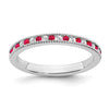 Quality Gold 14k White Gold Ruby and Diamond Band